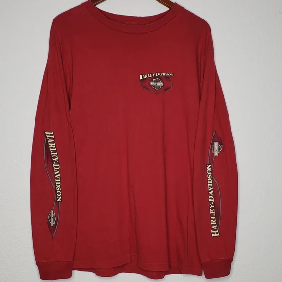 Vintage Harley Davidson Mens Motorcycles Long Sleeve Shirt Size L Logo USA Biker - Picture 2 of 16